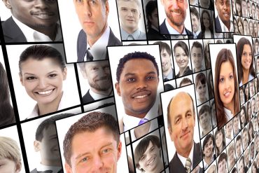 Business people faces collage